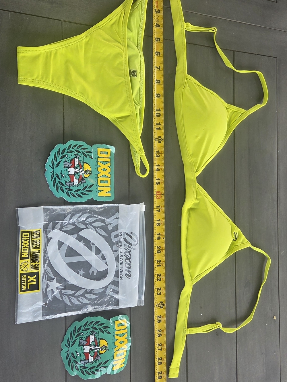 DIXXON Women’s Neon Yellow Triangle Bikini Top & Bottom XL